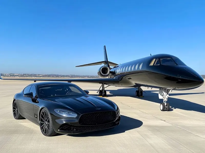 Jet über exklusiver Destination